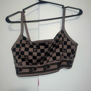 maroon and checkered victoria secret pink bras both large